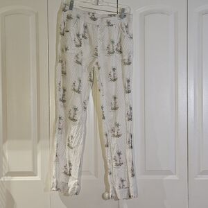 Victoria's Secret Pajama Pants Size M Pink White Palm Trees Soft Girl Feminine